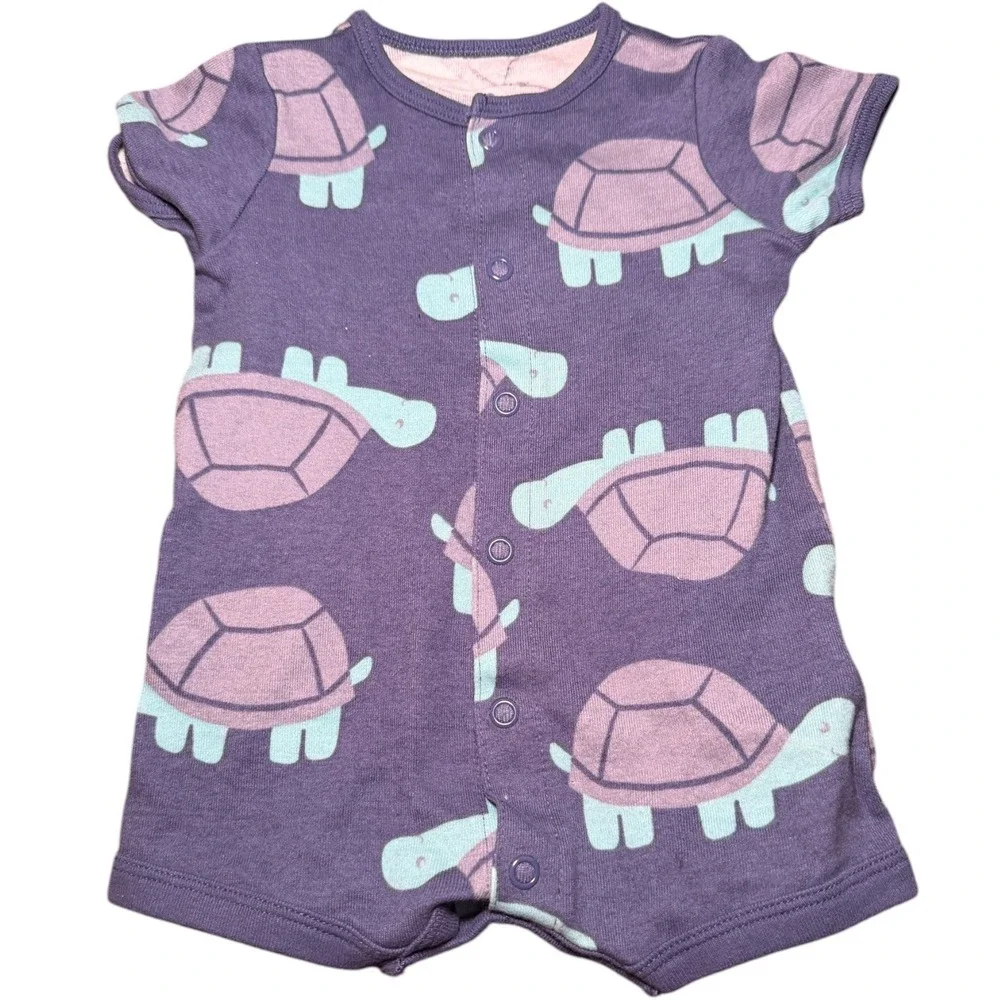 Carter's Romper Bundle‎ Baby Boy 3M Multicolor Turtle Sloth Striped 3Pc